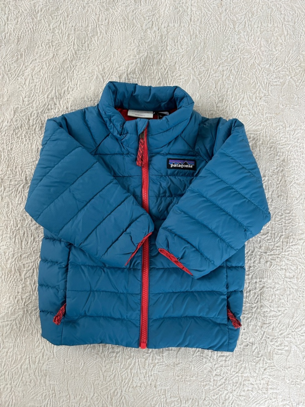 Patagonia Blue Puffer Jacket with Red Trim